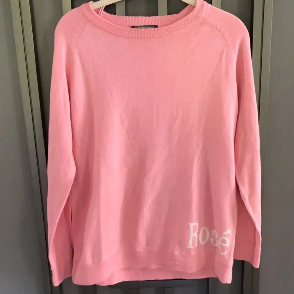 Caroline Grace “Rose all day NPT” wine lovers pink sweater cotton cashmere S